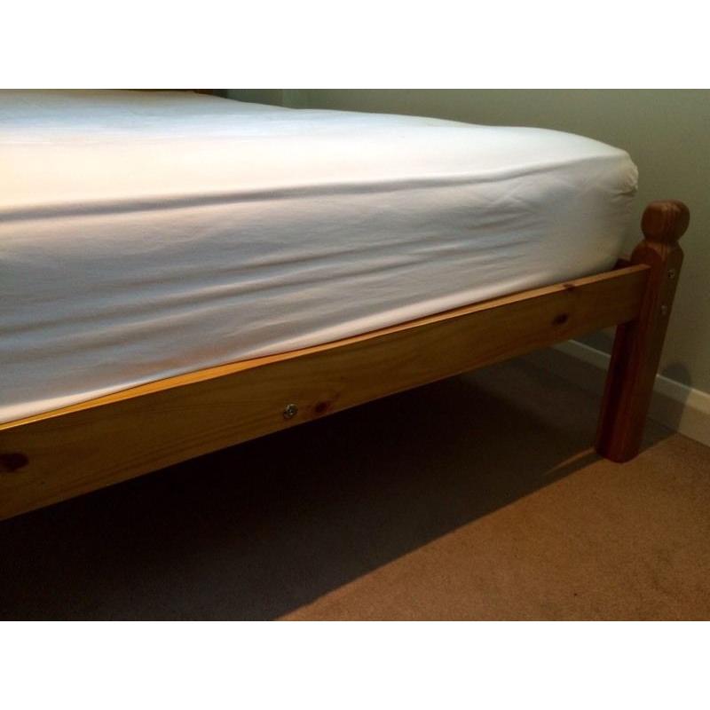 Pine double bed (incl mattress)