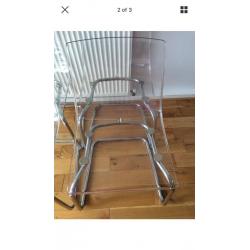 4 or 2 ikea tobias clear plastic Perspex chairs chrome legs