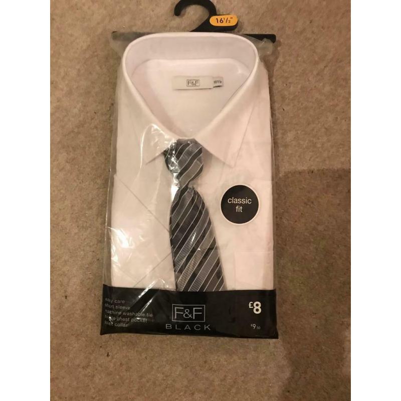 Men?s white shirt And tie set 16.5 collar